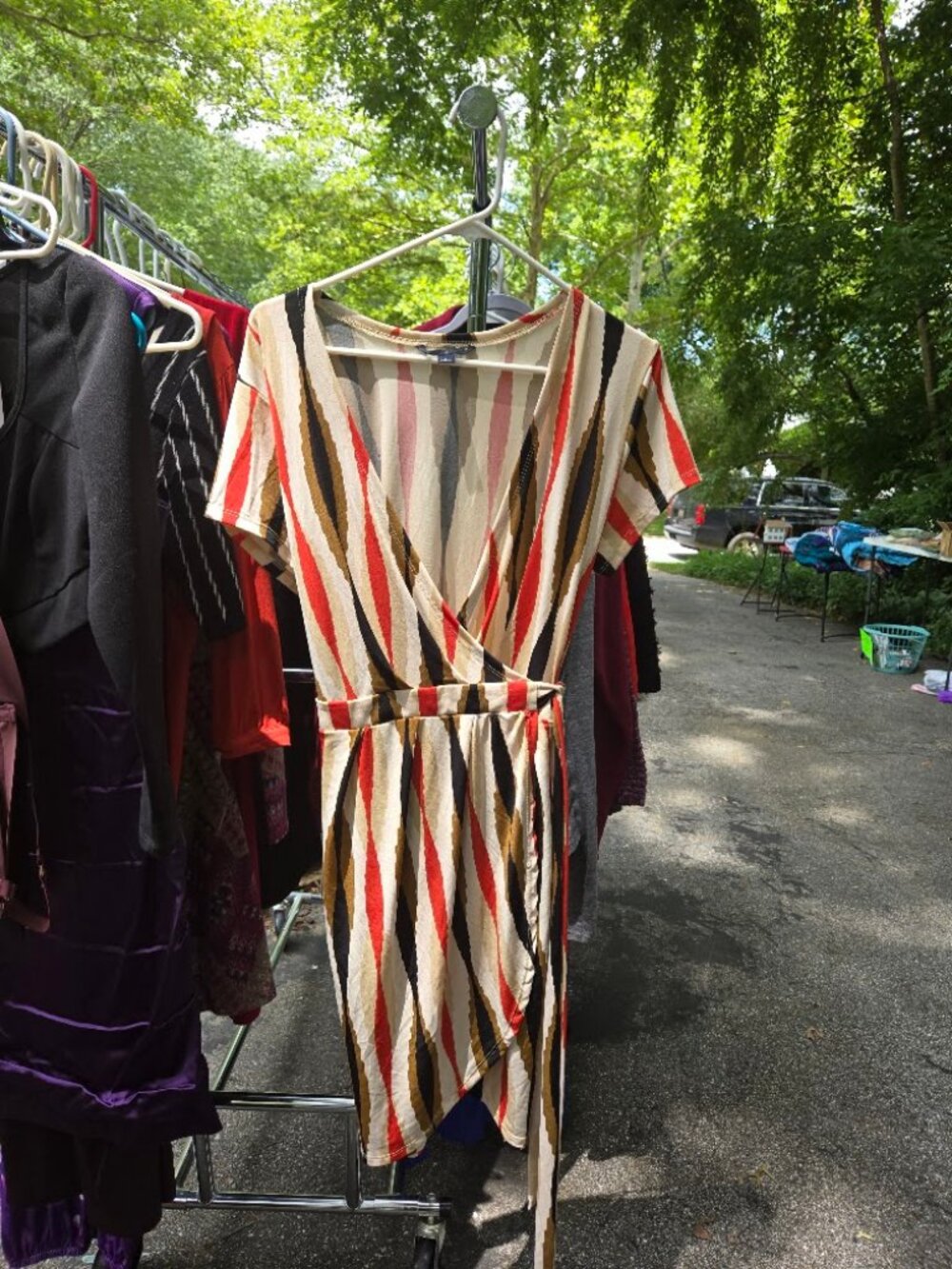 Banana Republic Stripe True Wrap Dress Tie Waist Size Large